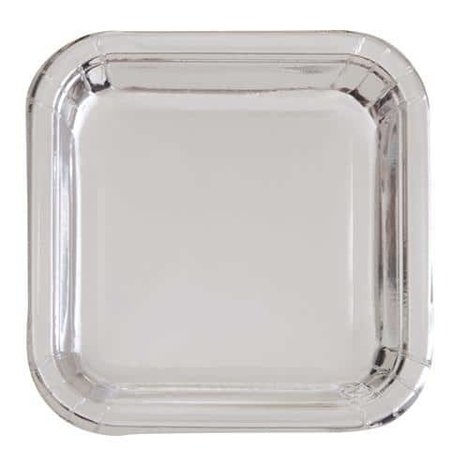 Silber Metallic Square 23cm | 8 Stücke