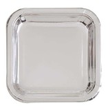 Plaques argentées carrées métalliques 18cm | 8 pièces