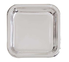 Plaques argentées carrées métalliques 18cm | 8 pièces Plaques argentées carrées métalliques 18cm | 8 pièces