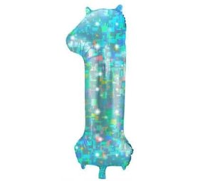 Folat Helium Balloon Number 1 Galactic Aqua | 101 cm Folat Helium Balloon Number 1 Galactic Aqua | 101 cm