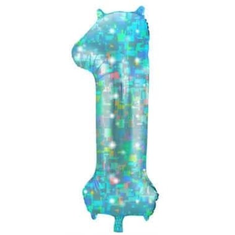 Folat Helium Balloon Number 1 Galactic Aqua | 101 cm Folat Helium Balloon Number 1 Galactic Aqua | 101 cm