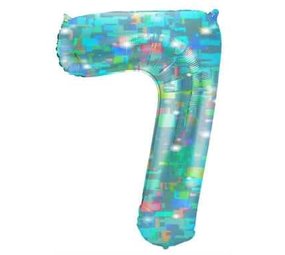 Folat Helium Balloon Number 7 Galactic Aqua | 101cm Folat Helium Balloon Number 7 Galactic Aqua | 101cm