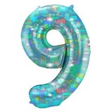 Folat Helium Balloon Number 9 Galactic Aqua | 101cm Folat Helium Balloon Number 9 Galactic Aqua | 101cm