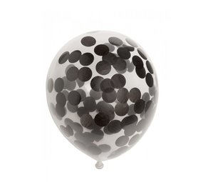 Ballonnen met zwarte confetti 30cm | 6 stuks Ballonnen met zwarte confetti 30cm | 6 stuks
