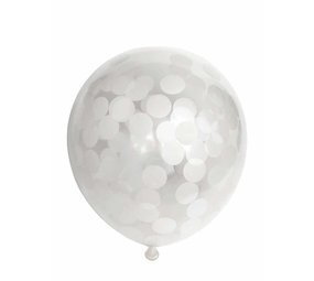 Ballonnen met witte confetti 30cm | 6 stuks