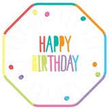 Borden Happy Birthday Festive colors 23 cm | 8 stuks Borden Happy Birthday Festive colors 23 cm | 8 stuks