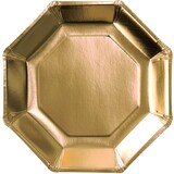 Plates octagonal gold metallic 23cm | 8 pieces Plates octagonal gold metallic 23cm | 8 pieces