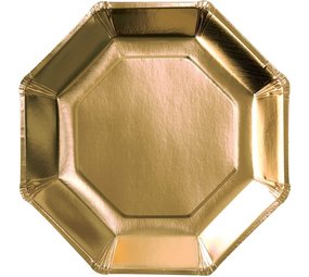 Plaques Octagonal Gold Metallic 23cm | 8 pièces Plaques Octagonal Gold Metallic 23cm | 8 pièces
