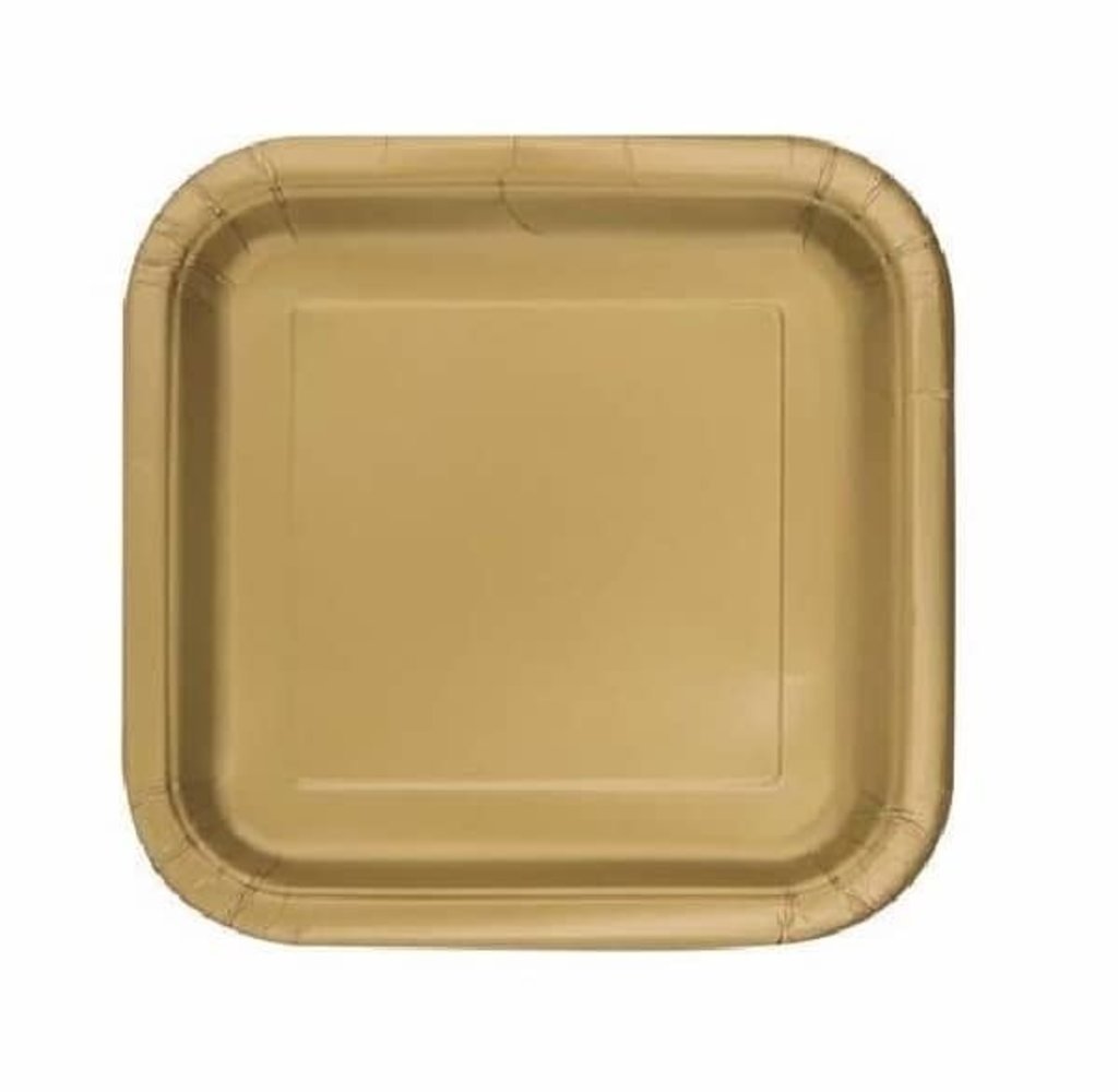 Unique Party Plates square gold 18cm | 16 pieces Unique Party Plates square gold 18cm | 16 pieces