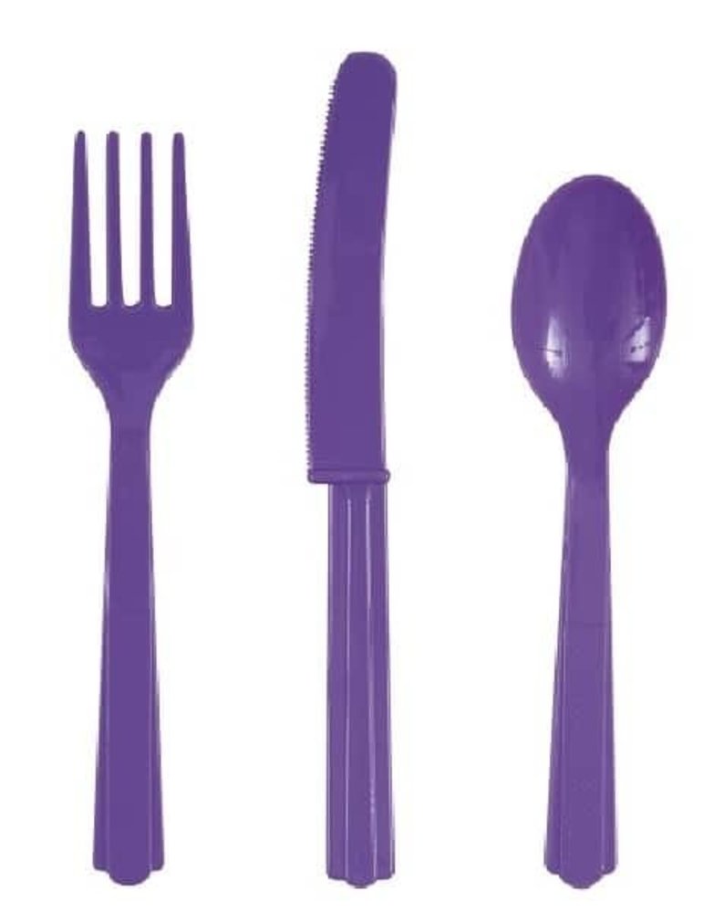 Unique Party Cutlery Neon Purple | 18-piece