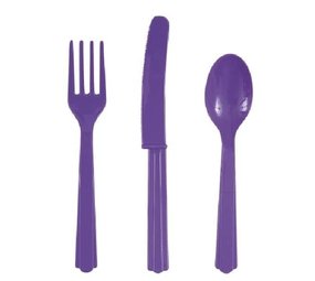 Unique Party Cutlery Neon Purple | 18-piece Unique Party Cutlery Neon Purple | 18-piece