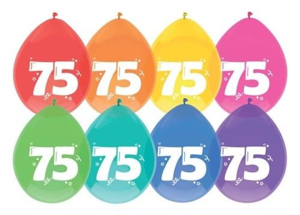 Ballonnen 75 jaar 30cm | 8 stuks Ballonnen 75 jaar 30cm | 8 stuks