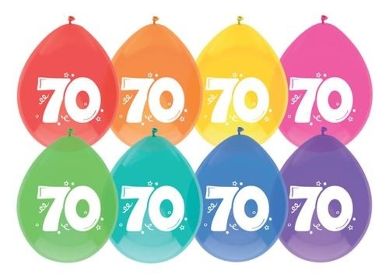 Ballonnen 70 jaar 30cm | 8 stuks Ballonnen 70 jaar 30cm | 8 stuks