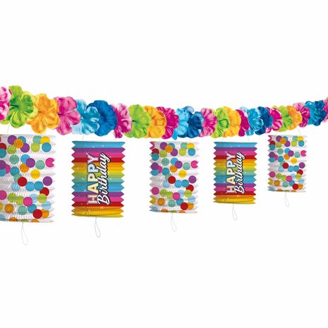 Lampions Garland Rainbow Anniversaire | 3,6 mètres