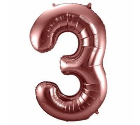 Folat Folie ballon cijfer 3 Brons | 86cm