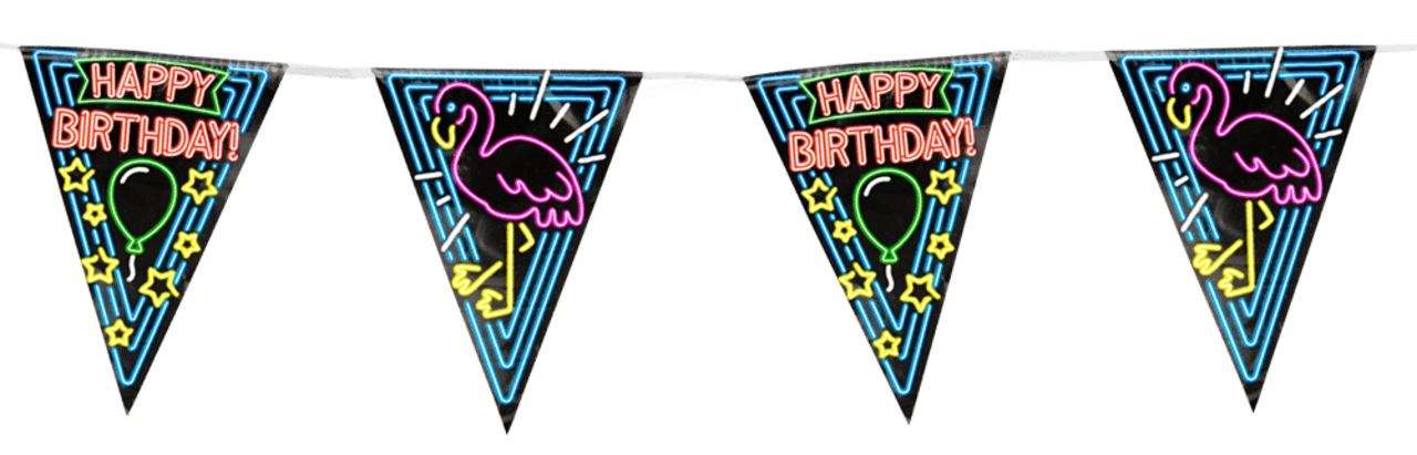 Guirlande joyeux anniversaire! Néon | 10mt Guirlande joyeux anniversaire! Néon | 10mt