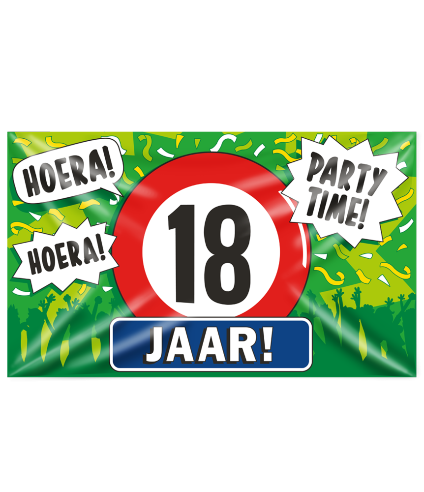Gevelvlag 18 jaar verkeersbord XXL  | 150x90cm