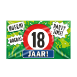 Gevelvlag 18 jaar verkeersbord XXL  | 150x90cm