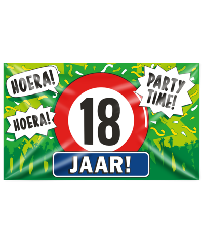 Facade flag 18 years of traffic sign XXL | 150x90cm