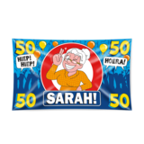 Facade flag 50 years Sarah traffic sign XXL | 150x90cm Facade flag 50 years Sarah traffic sign XXL | 150x90cm