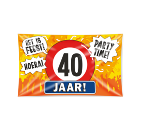 Gevelvlag 40 jaar verkeersbord XXL  | 150x90cm