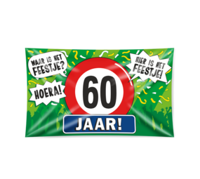 Paper Dreams Gevelvlag 60 jaar verkeersbord XXL  | 150x90cm Paper Dreams Gevelvlag 60 jaar verkeersbord XXL  | 150x90cm