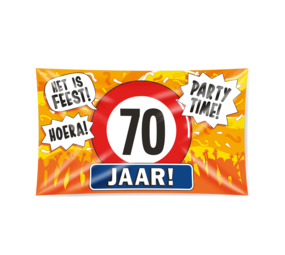 Gevelvlag 70 jaar verkeersbord XXL  | 150x90cm Gevelvlag 70 jaar verkeersbord XXL  | 150x90cm