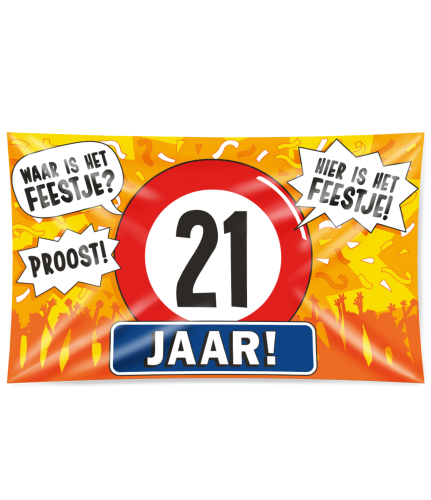 Facade flag 21 years of traffic sign XXL | 150x90cm