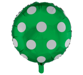 Globos Nordic Heliumballon grün mit weißen Punkten pro Einheit Globos Nordic Heliumballon grün mit weißen Punkten pro Einheit