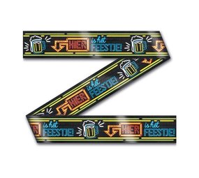 Afzet lint Hier is het Feestje Neon | 12mtr Afzet lint Hier is het Feestje Neon | 12mtr