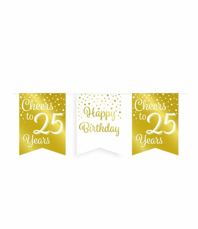 Guirlande acclamations à 25 ans Blanc / Or | 6m Guirlande acclamations à 25 ans Blanc / Or | 6m