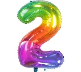 Folat Helium ballon Yummy Gummy regenboog cijfer 2 | 81cm Folat Helium ballon Yummy Gummy regenboog cijfer 2 | 81cm