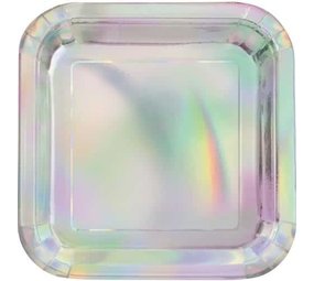 Borden Iridescent vierkant 23cm | 8 stuks