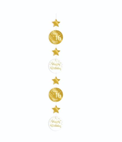 Paper Dreams Hang decoration Cheers to 16 Years White/Gold | per Unit Paper Dreams Hang decoration Cheers to 16 Years White/Gold | per Unit