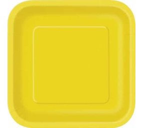 Borden Zonnebloem Geel vierkant 23cm | 14 stuks Borden Zonnebloem Geel vierkant 23cm | 14 stuks