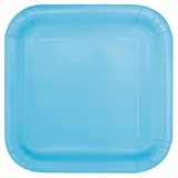 Unique Party Plates powder blue square 23cm | 14 pieces
