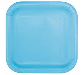 Unique Party Borden Poeder Blauw vierkant 18cm | 16 stuks