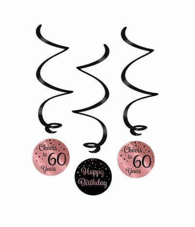 Swirls Cheers to 60 Years Rose Gold/Black | per 3 pieces Swirls Cheers to 60 Years Rose Gold/Black | per 3 pieces