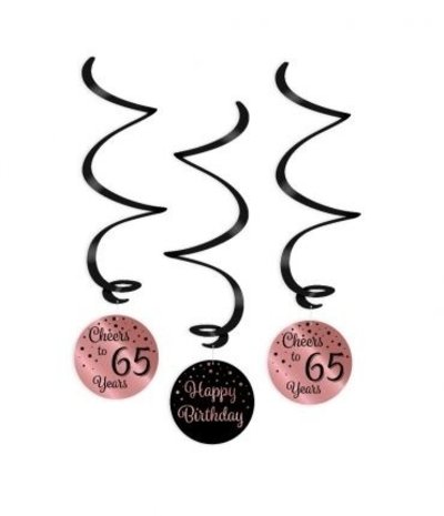 Swirls Cheers to 65 years rose goud/zwart | per 3 stuks