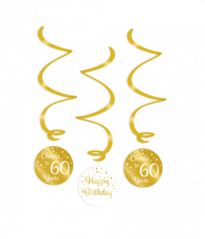Swirls Cheers to 60 Years White/Gold | per 3 pieces Swirls Cheers to 60 Years White/Gold | per 3 pieces