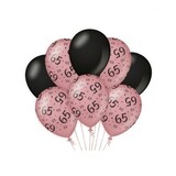 Ballonnen 65 jaar Rose Goud/Zwart | per 8 stuks