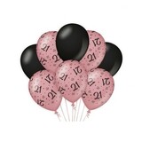 Ballonnen 21 jaar Rose Goud/Zwart | per 8 stuks Ballonnen 21 jaar Rose Goud/Zwart | per 8 stuks