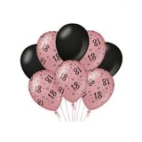 Ballons 18 ans Rose Or / Noir | par 8 pièces Ballons 18 ans Rose Or / Noir | par 8 pièces
