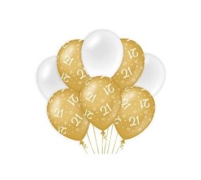 Balloons 21 years white/gold per 8 Balloons 21 years white/gold per 8