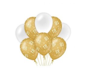 Ballonnen 18 jaar Wit/Goud | per 8 stuks Ballonnen 18 jaar Wit/Goud | per 8 stuks