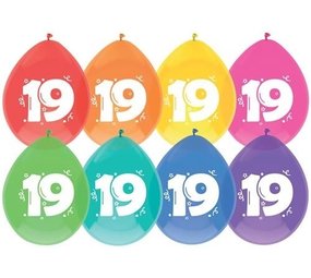 Ballonnen 19 jaar 30cm | 8 stuks Ballonnen 19 jaar 30cm | 8 stuks