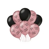Paper Dreams Ballons joyeux anniversaire rose or / noir | 8 pièces