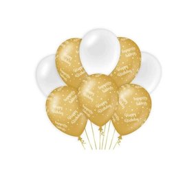 Paper Dreams Ballonnen Happy Birthday Goud/Wit | 8 stuks Paper Dreams Ballonnen Happy Birthday Goud/Wit | 8 stuks