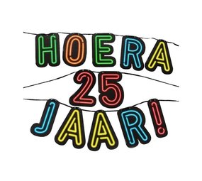 Letterlinger Hooray 25 years Neon | 5mtr Letterlinger Hooray 25 years Neon | 5mtr