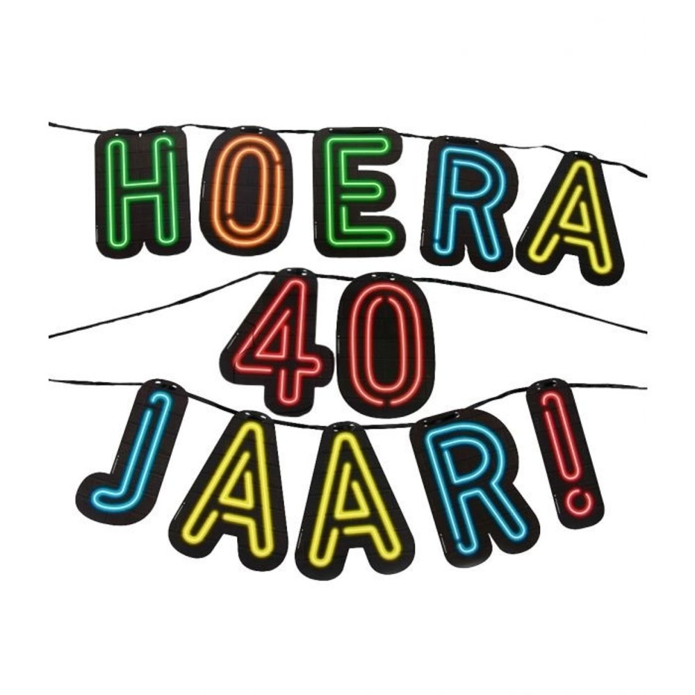LetterLinger hooray 40 ans néon | 5mtr LetterLinger hooray 40 ans néon | 5mtr